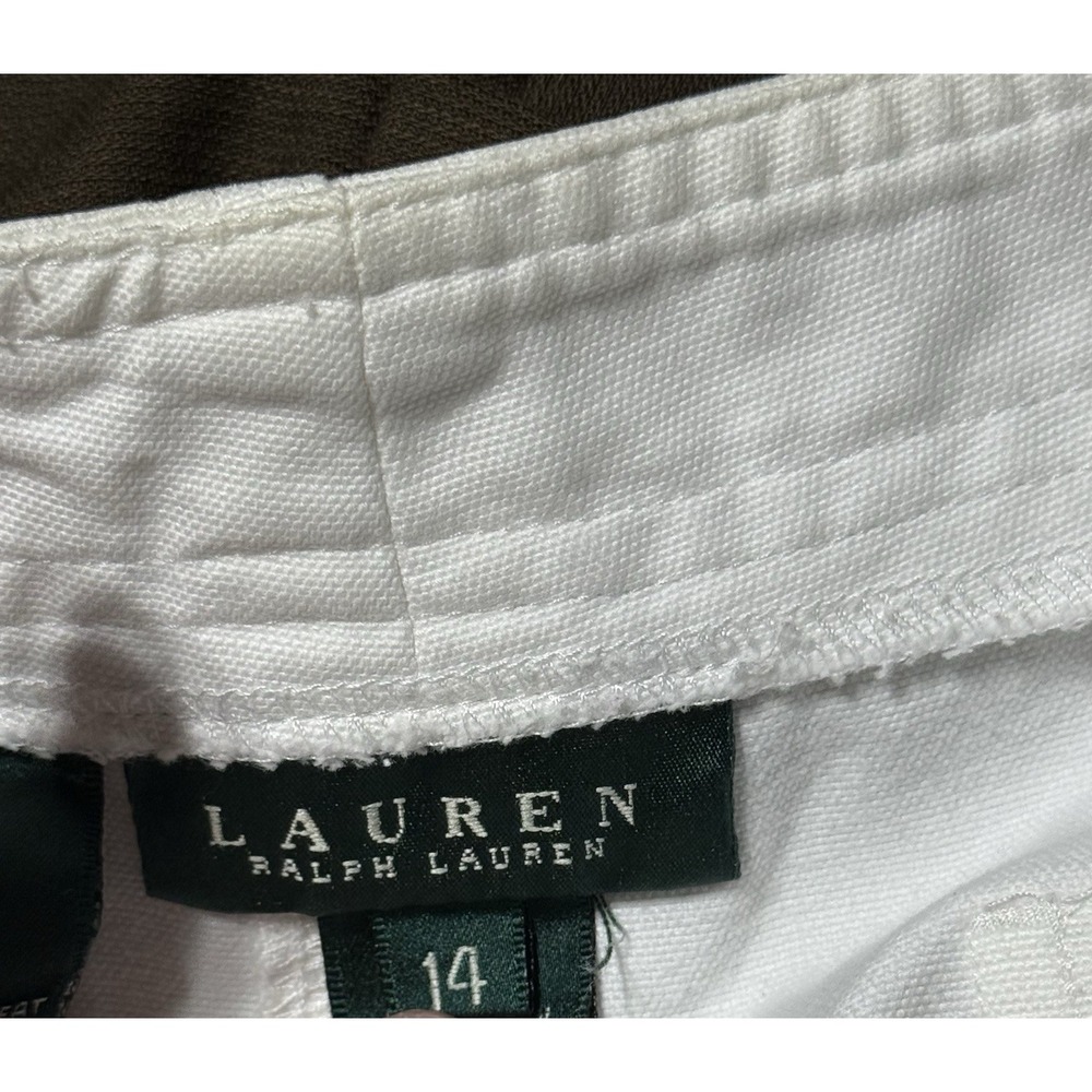 Lauren Ralph Lauren Gold Buckle Shorts Women's Size 14 White Gold Cotton Preppy - Picture 13 of 13